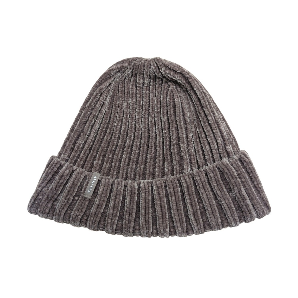 Athleta Tahoe Chenille Ribbed Beanie Soft Knit Winter Hat Pyrite Brown Neutral